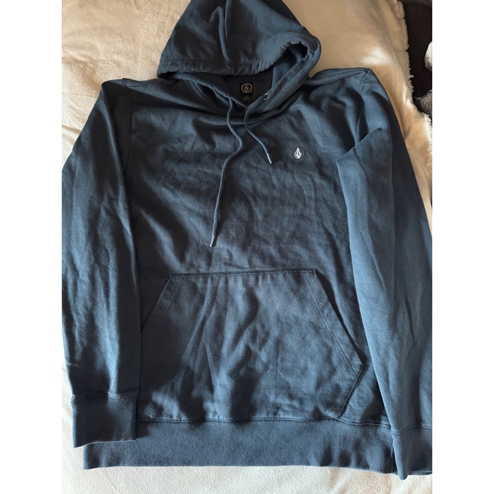 Volcom Mens Stone Logo Pullover Hoodie Black Charcoal Gray Sweatshirt Medium